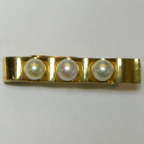 MIKIMOTO Natural Pearl Solid 14K Gold Vintage Clip Pendant Enhancer for Necklace - Picture 3 of 4